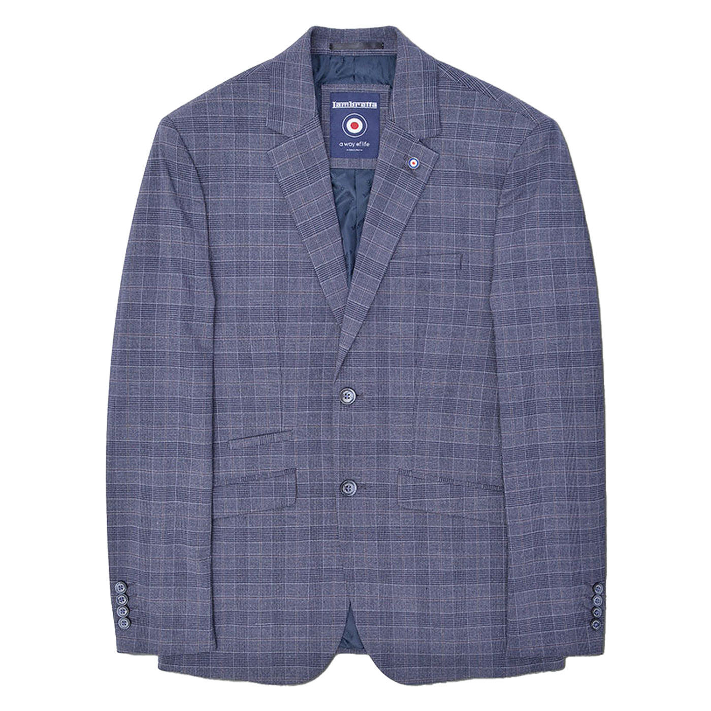 Slate - Front - Lambretta Mens Bradley Checked Blazer