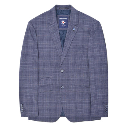 Slate - Front - Lambretta Mens Bradley Checked Blazer