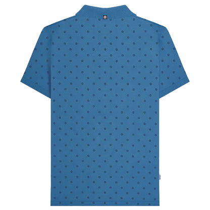 Dark Blue-Navy - Back - Lambretta Mens Premium Target All-Over Print Big & Tall Polo Shirt