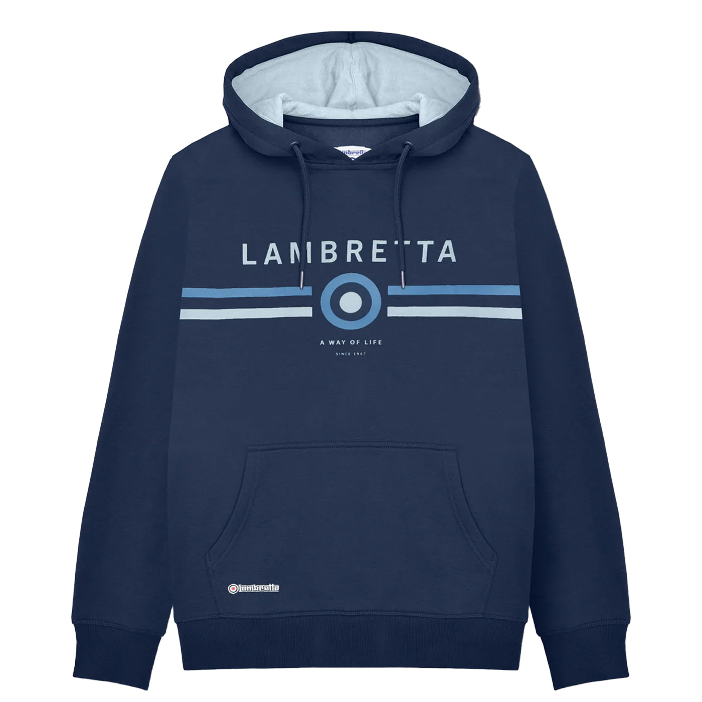 Navy - Front - Lambretta Mens AW24 Contrast Target Hoodie