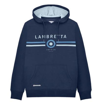 Navy - Front - Lambretta Mens AW24 Contrast Target Hoodie