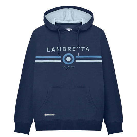 Navy - Front - Lambretta Mens AW24 Contrast Target Hoodie
