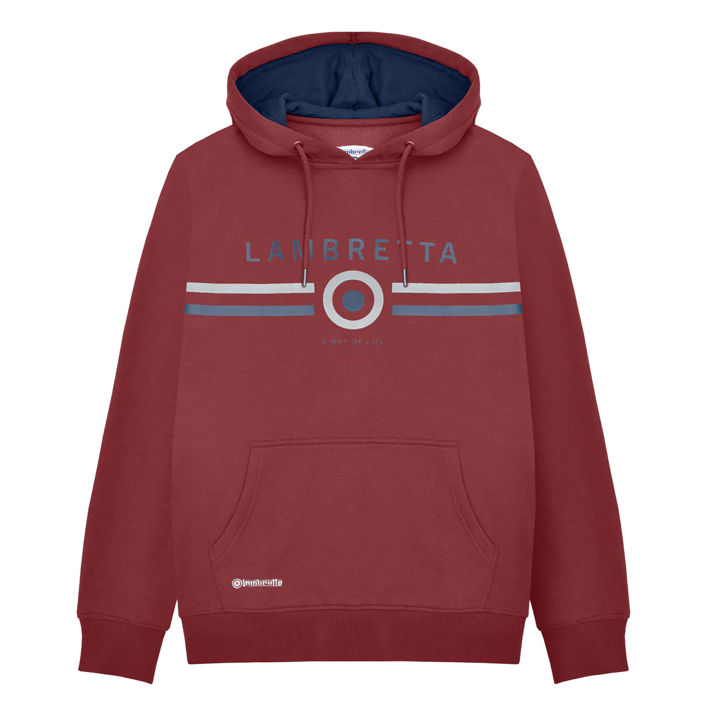 Burgundy - Front - Lambretta Mens AW24 Contrast Target Hoodie