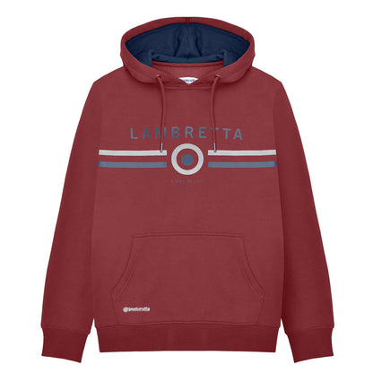 Burgundy - Front - Lambretta Mens AW24 Contrast Target Hoodie