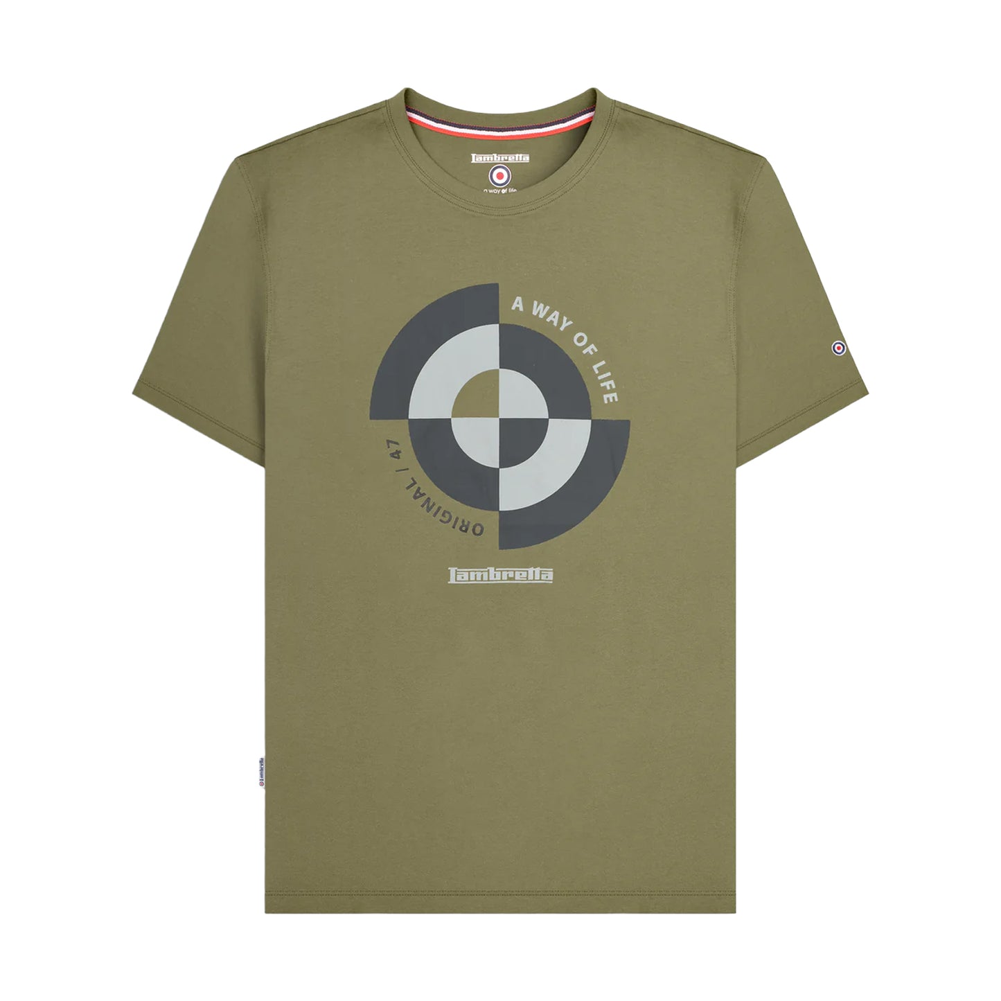 Khaki - Front - Lambretta Mens Target Quadrant Big & Tall T-Shirt