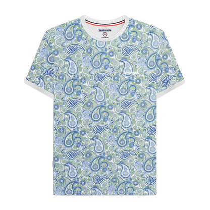 Grey-Navy - Front - Lambretta Mens SS25 Paisley T-Shirt