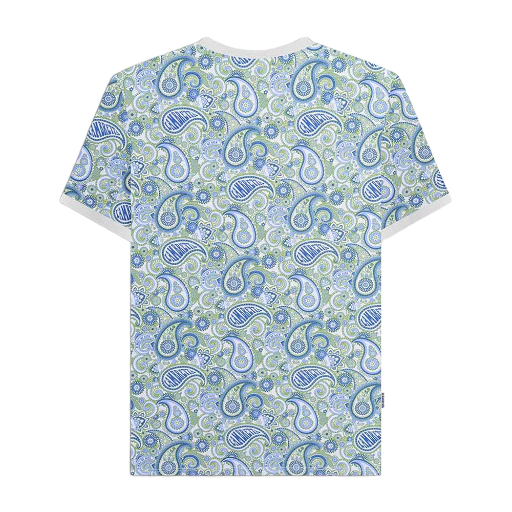 Grey-Navy - Back - Lambretta Mens SS25 Paisley T-Shirt