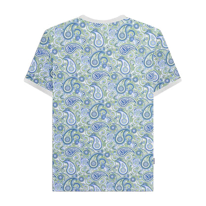 Grey-Navy - Back - Lambretta Mens SS25 Paisley T-Shirt