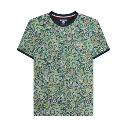 Navy-Grey - Front - Lambretta Mens SS25 Paisley T-Shirt
