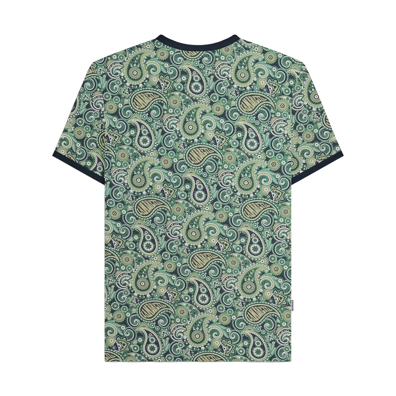 Navy-Grey - Back - Lambretta Mens SS25 Paisley T-Shirt
