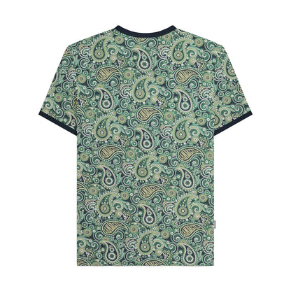 Navy-Grey - Back - Lambretta Mens SS25 Paisley T-Shirt