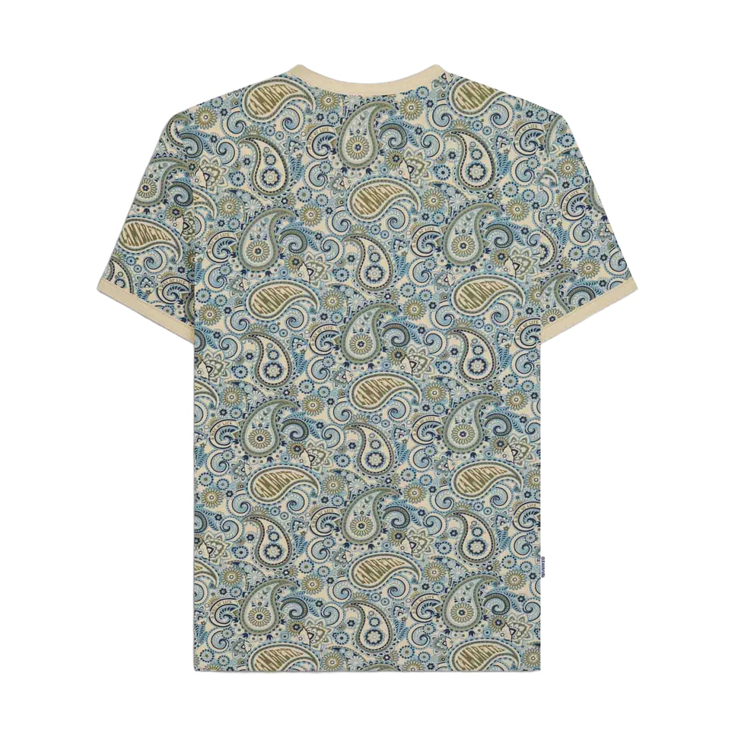 Wood-Ash-Khaki - Back - Lambretta Mens SS25 Paisley T-Shirt