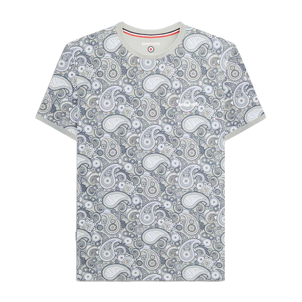 Desert Sage - Front - Lambretta Mens SS25 Paisley T-Shirt