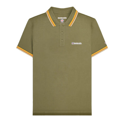 Khaki Green - Front - Lambretta Mens SS25 Triple Tipped Polo Shirt