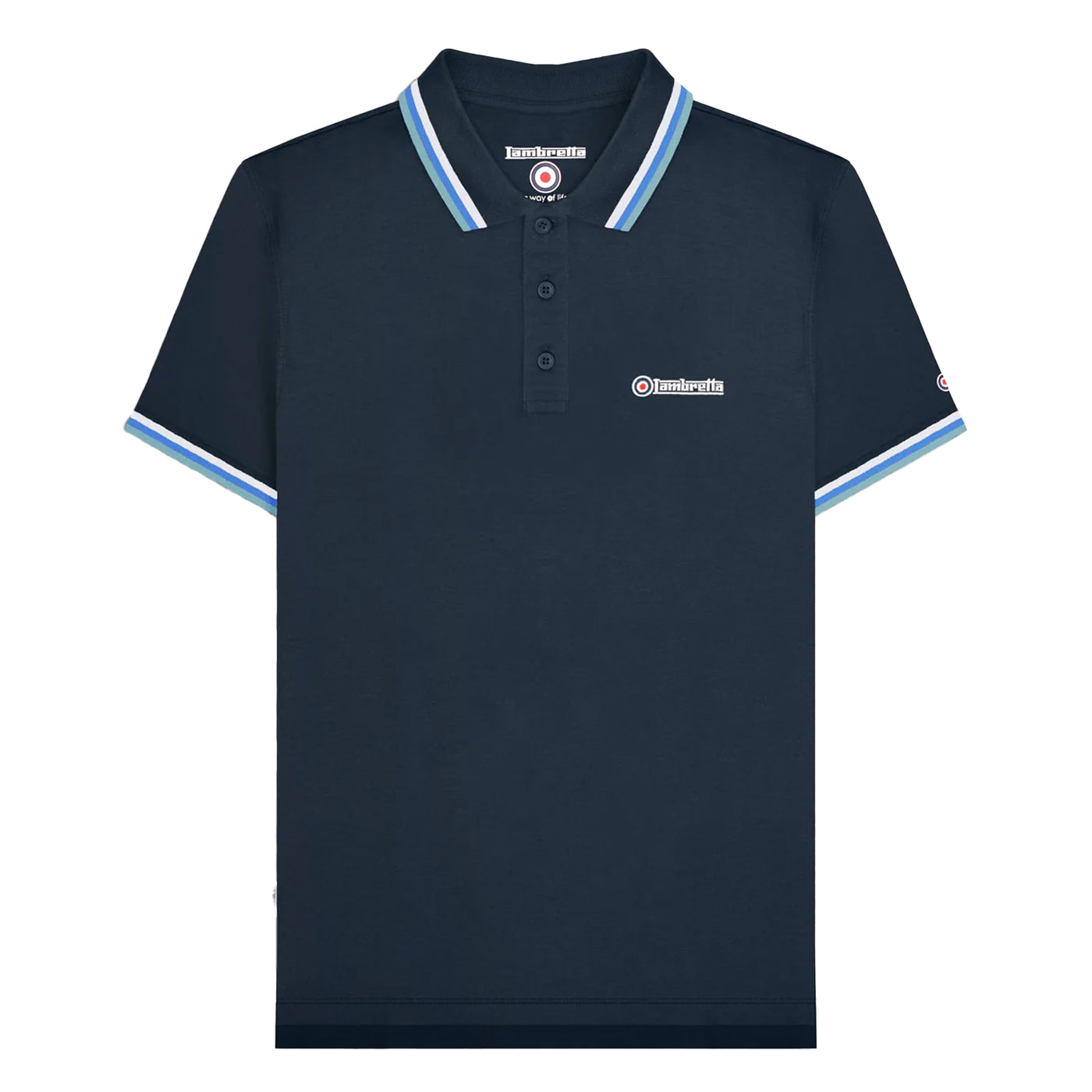 Navy - Front - Lambretta Mens SS25 Triple Tipped Polo Shirt