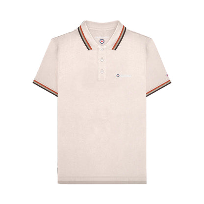 Oatmeal - Front - Lambretta Mens SS25 Triple Tipped Polo Shirt