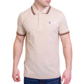 Oatmeal - Back - Lambretta Mens SS25 Triple Tipped Polo Shirt