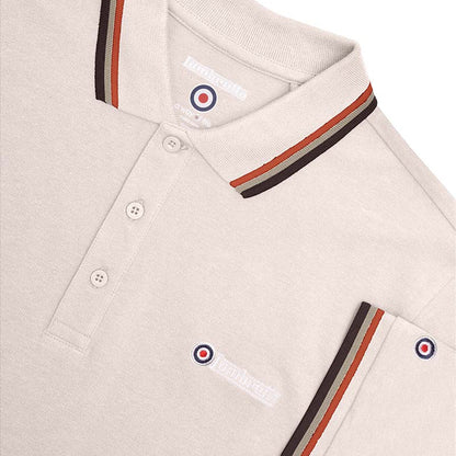 Oatmeal - Side - Lambretta Mens SS25 Triple Tipped Polo Shirt