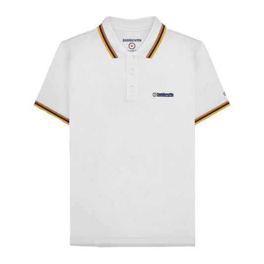 White-Gold - Front - Lambretta Mens SS25 Triple Tipped Polo Shirt