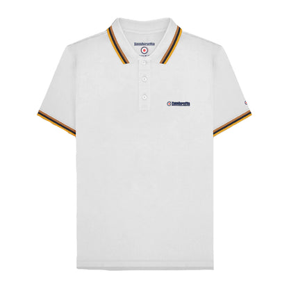 White-Gold - Front - Lambretta Mens SS25 Triple Tipped Polo Shirt