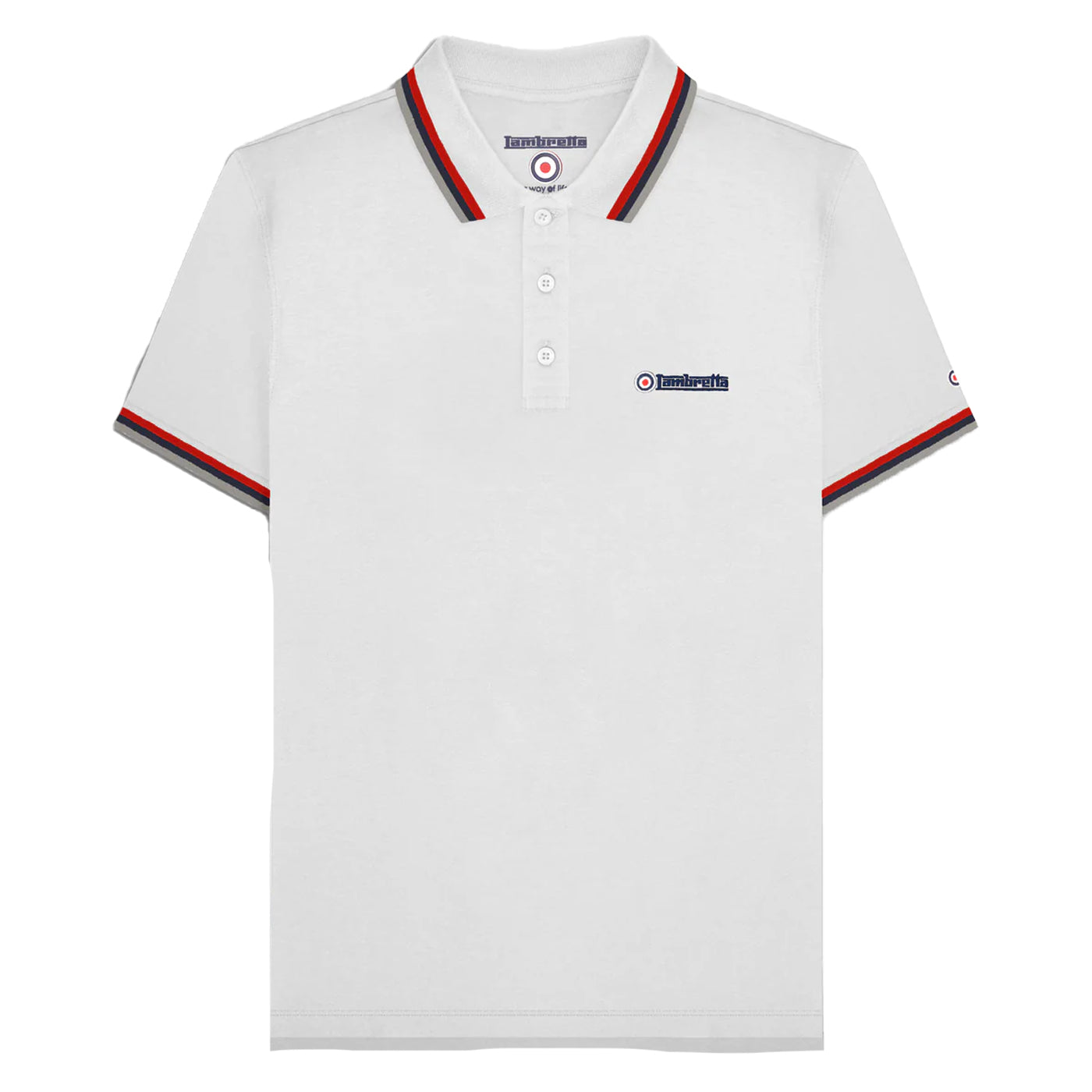White-Red - Front - Lambretta Mens SS25 Triple Tipped Polo Shirt