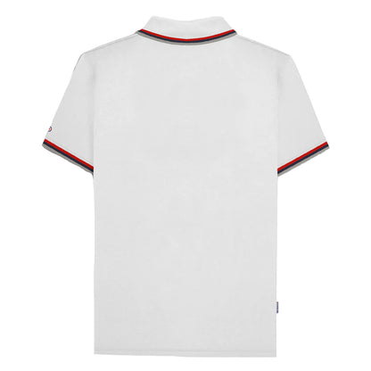White-Red - Back - Lambretta Mens SS25 Triple Tipped Polo Shirt