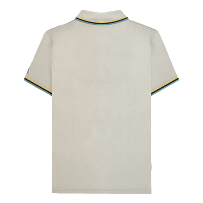 Pebble-Yellow-Smoke Blue - Back - Lambretta Mens SS25 Triple Tipped Polo Shirt