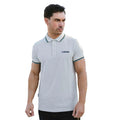 Pebble-Yellow-Smoke Blue - Side - Lambretta Mens SS25 Triple Tipped Polo Shirt