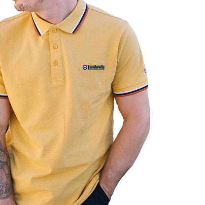 Gold - Side - Lambretta Mens SS25 Triple Tipped Polo Shirt