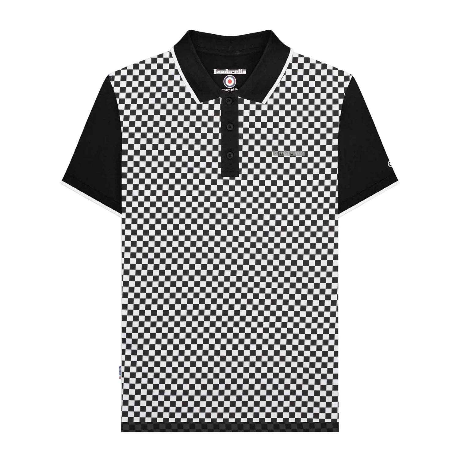 Black-White - Front - Lambretta Mens SS25 Two Tone Big & Tall Polo Shirt