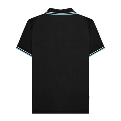Black - Back - Lambretta Mens SS25 Vertical Stripe Polo Shirt