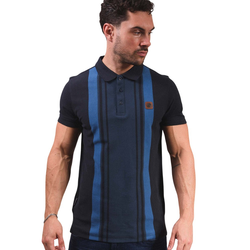 Navy-Moonlit Ocean - Close up - Lambretta Mens SS25 Classic Polo Shirt
