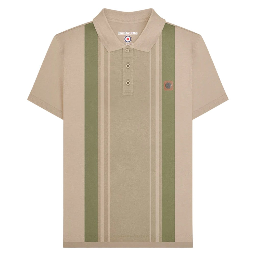 Stone - Front - Lambretta Mens SS25 Classic Polo Shirt