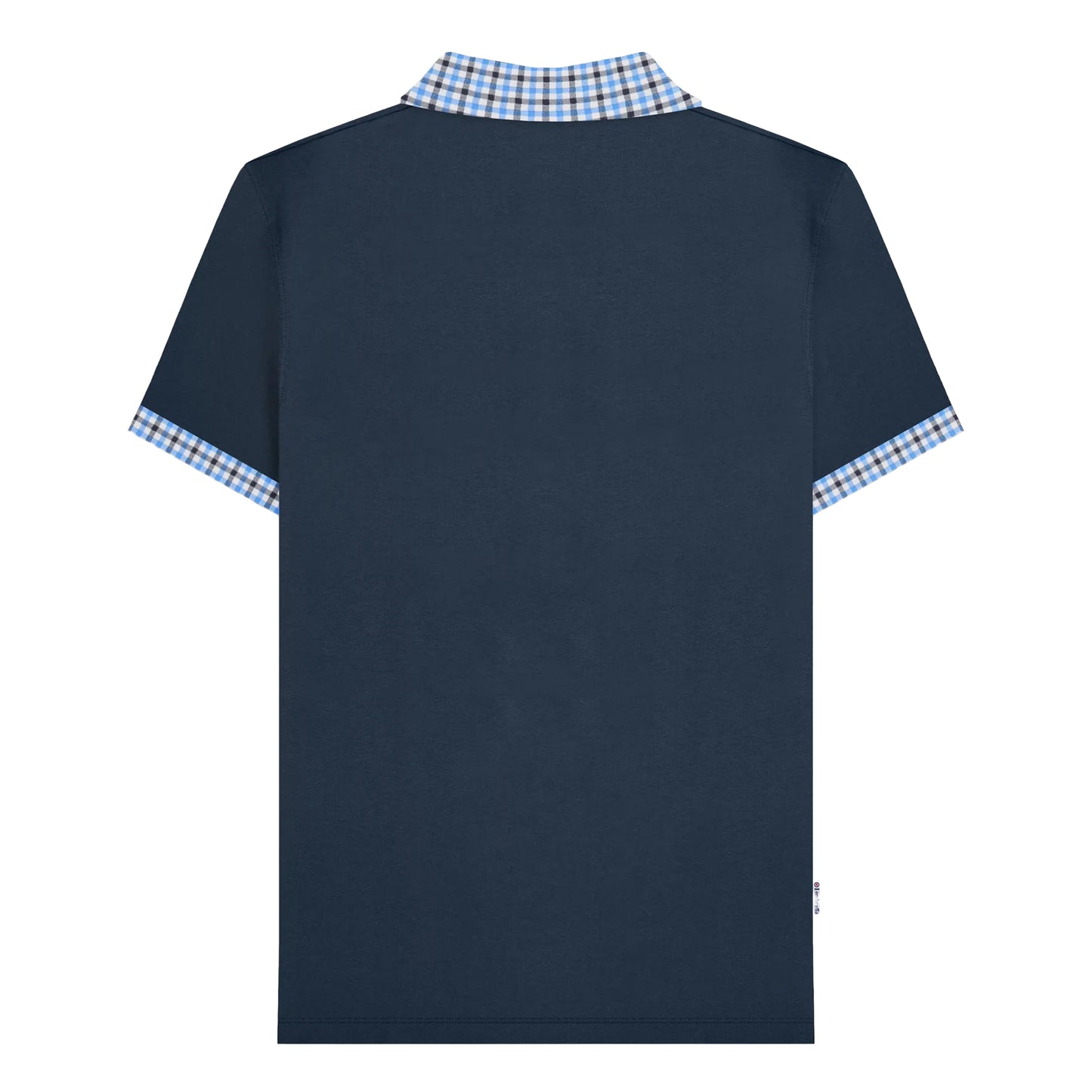 Navy - Back - Lambretta Mens SS25 Gingham Big & Tall Polo Shirt