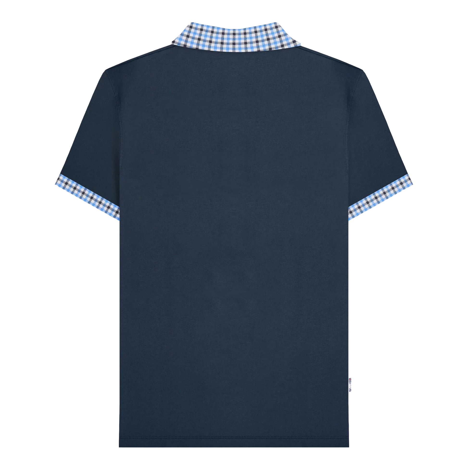 Navy - Back - Lambretta Mens SS25 Gingham Big & Tall Polo Shirt