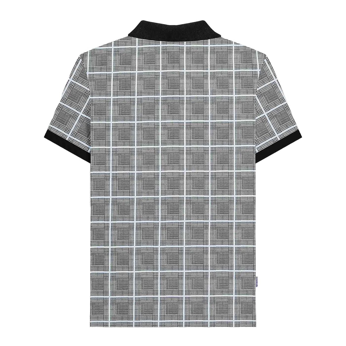 White - Back - Lambretta Mens SS25 Prince Of Wales Check Big & Tall Polo Shirt