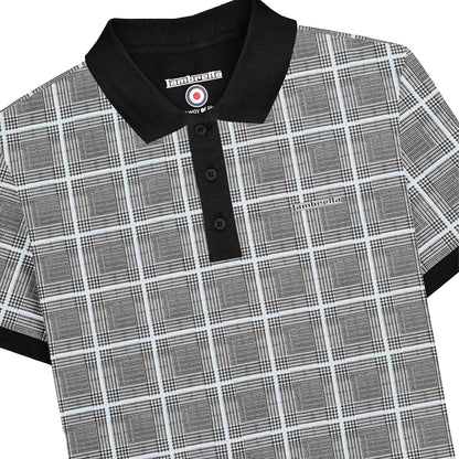 White - Side - Lambretta Mens SS25 Prince Of Wales Check Big & Tall Polo Shirt