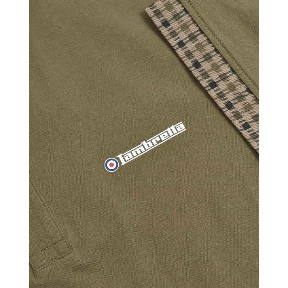 Khaki Green - Pack Shot - Lambretta Mens SS25 Gingham Polo Shirt