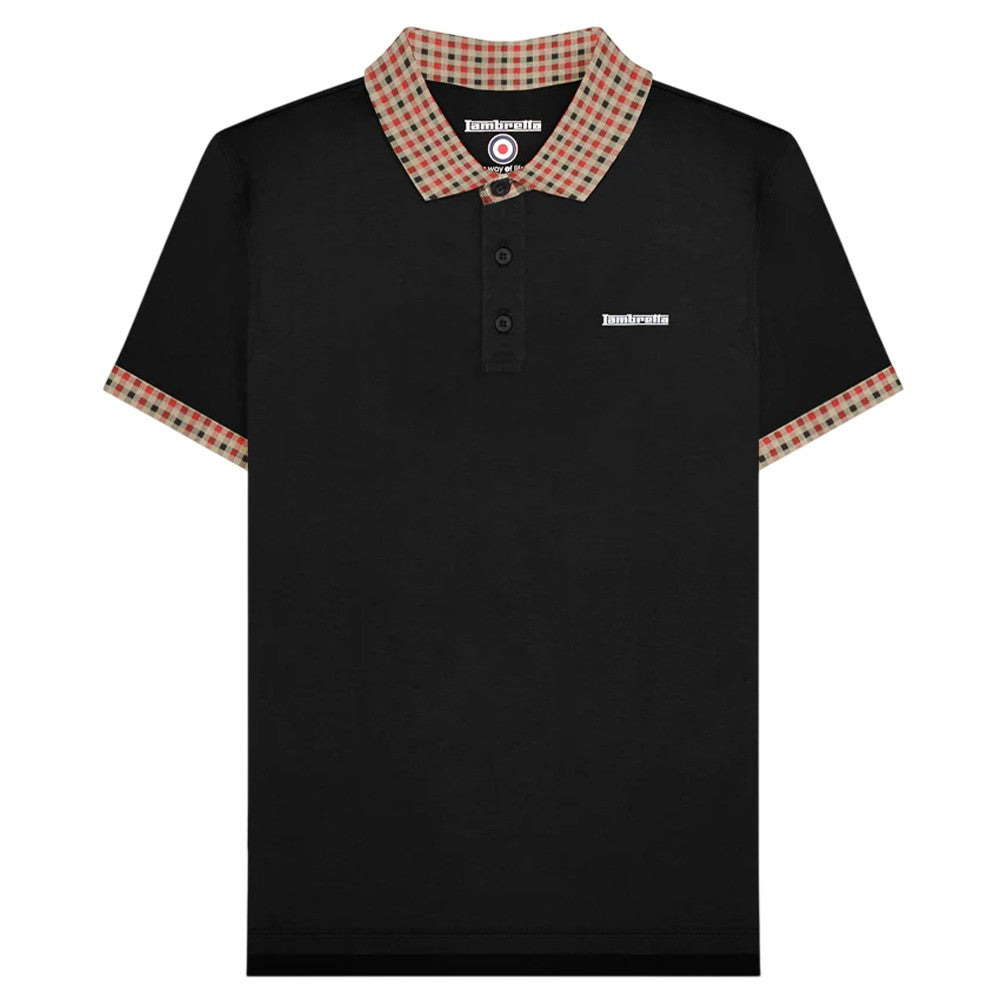Black - Front - Lambretta Mens SS25 Gingham Polo Shirt
