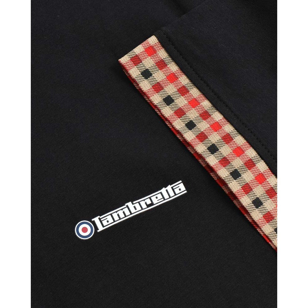 Black - Pack Shot - Lambretta Mens SS25 Gingham Polo Shirt