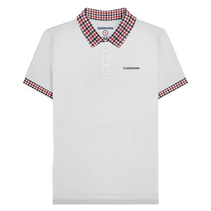White - Front - Lambretta Mens SS25 Gingham Polo Shirt