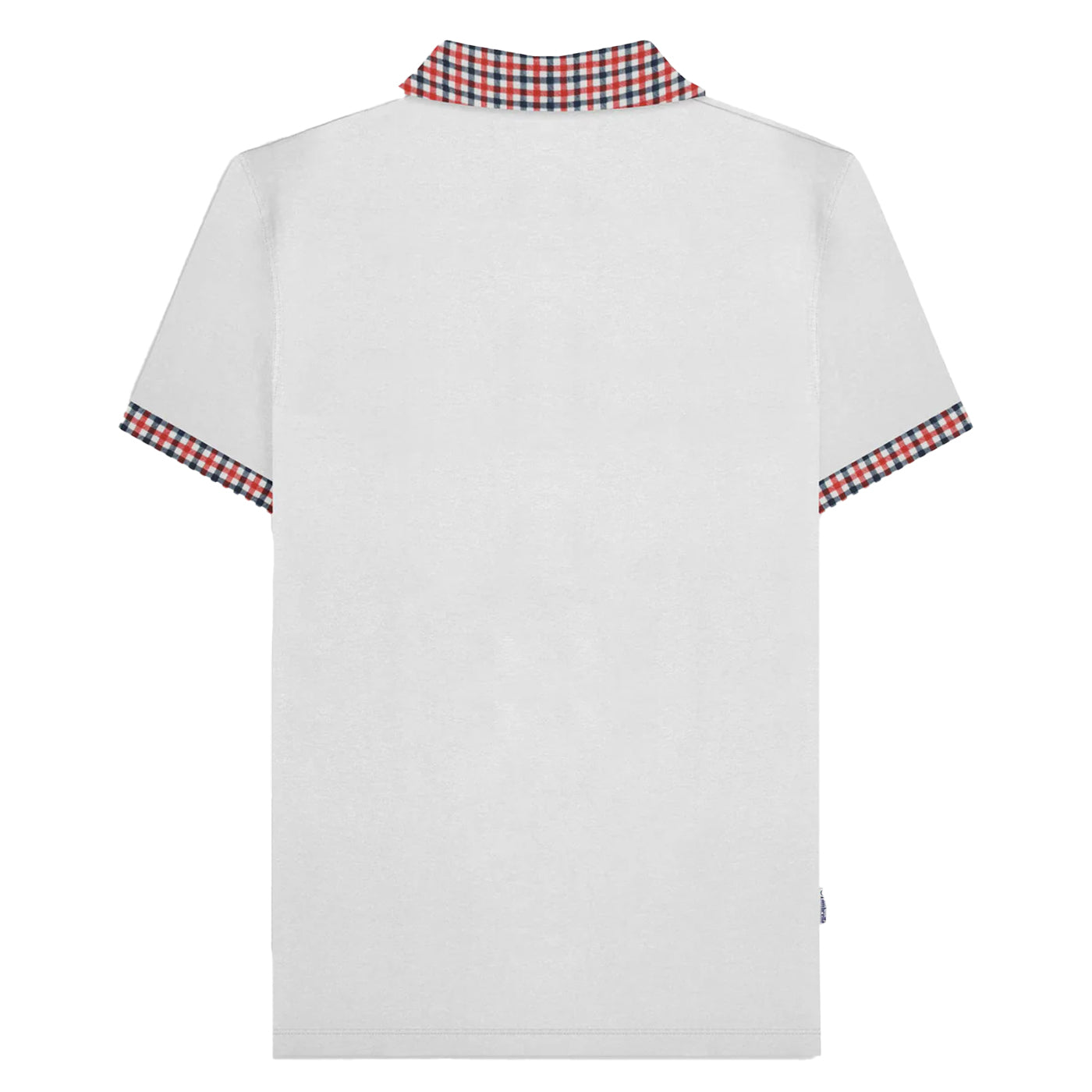 White - Back - Lambretta Mens SS25 Gingham Polo Shirt