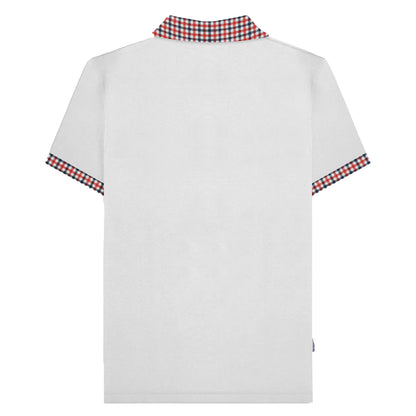 White - Back - Lambretta Mens SS25 Gingham Polo Shirt