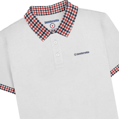 White - Side - Lambretta Mens SS25 Gingham Polo Shirt