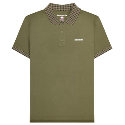 Khaki Green - Front - Lambretta Mens SS25 Gingham Polo Shirt