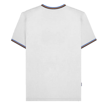 White-Navy-Tobacco-Royal Blue - Back - Lambretta Mens SS25 Triple Tipped Pique T-Shirt