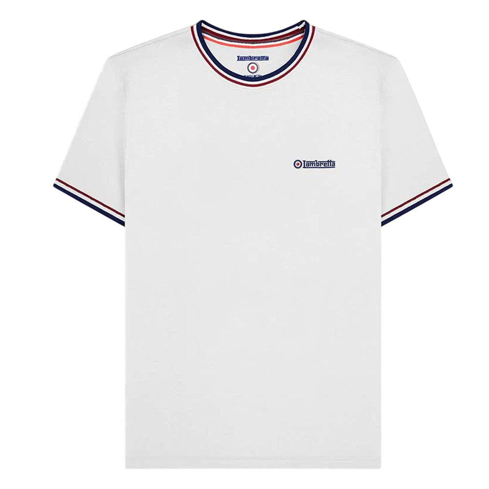 White-Navy-Red - Front - Lambretta Mens SS25 Triple Tipped Pique T-Shirt