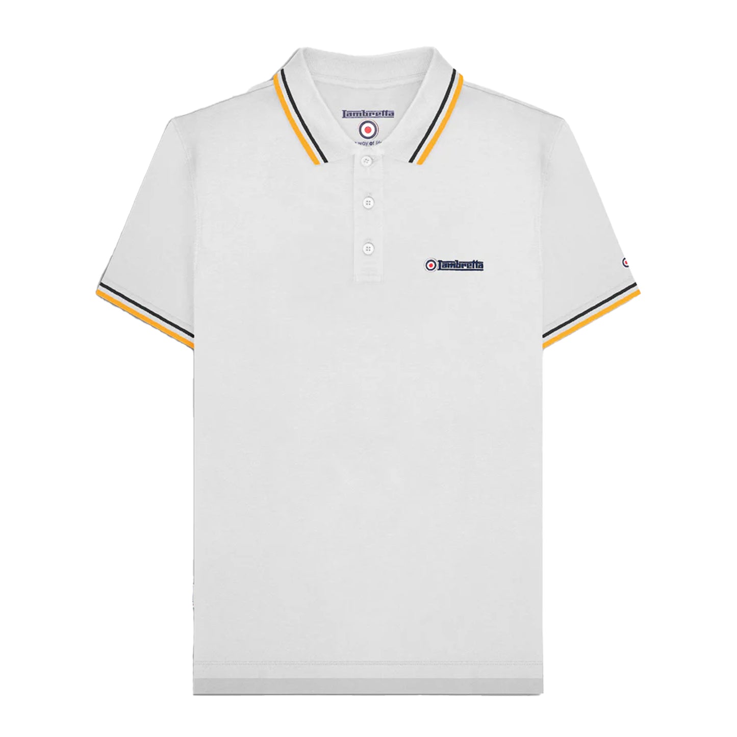 White-Black - Front - Lambretta Mens SS25 Twin Tip Polo Shirt