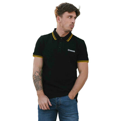 Black-Gold - Side - Lambretta Mens SS25 Twin Tip Polo Shirt