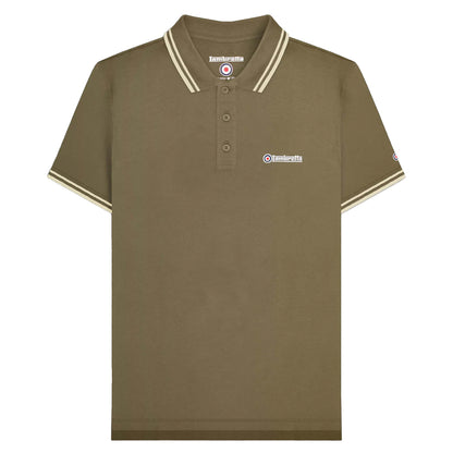 Khaki Brown-Oatmeal - Front - Lambretta Mens SS25 Twin Tip Polo Shirt
